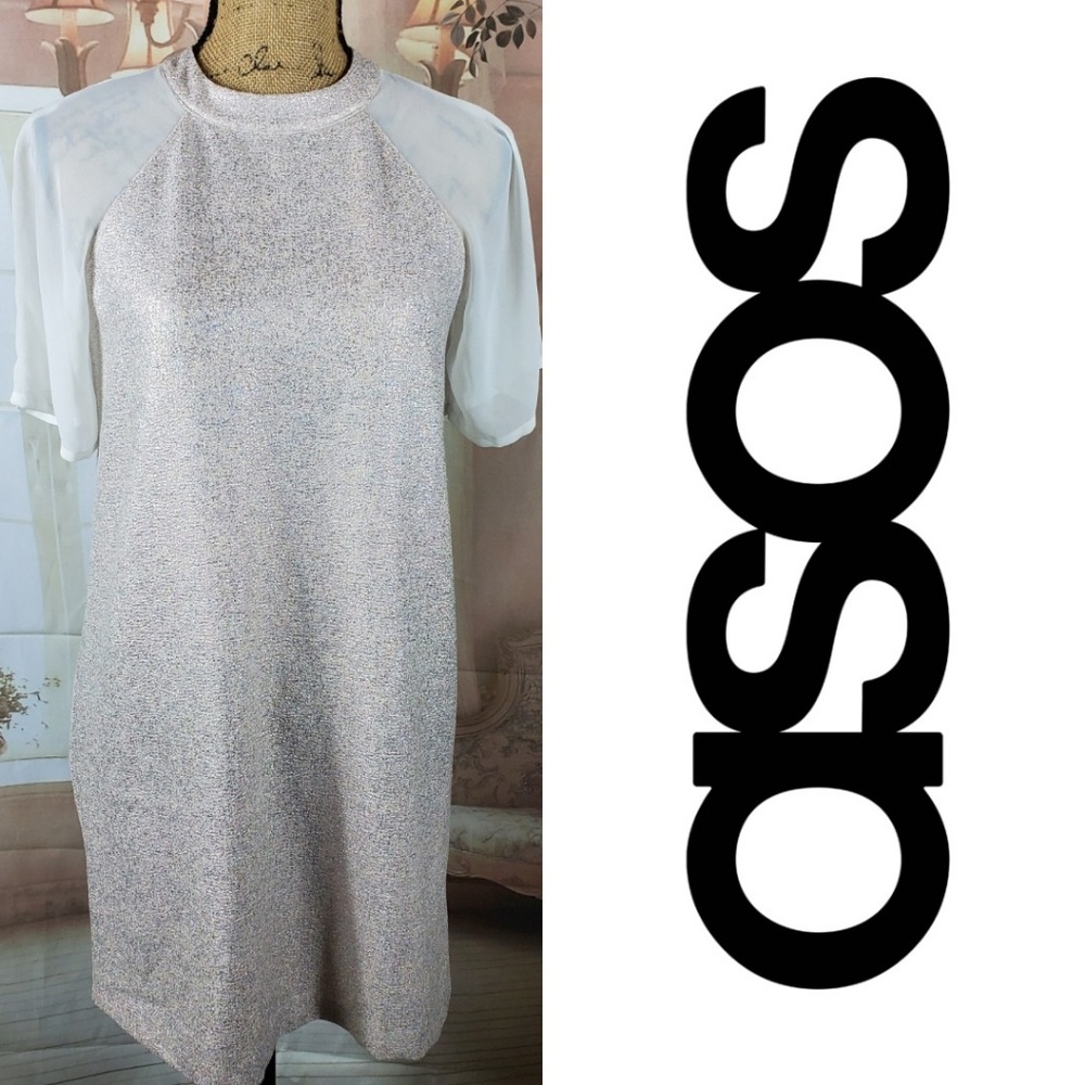 Asos Shimmer Tunic Dress with Sheer Sleeves